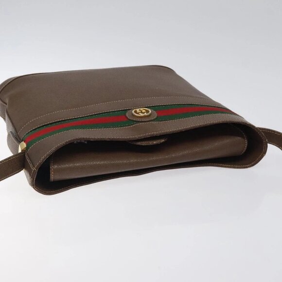 GUCCI Web Sherry Line Shoulder Bag Leather Brown Gold 001 01/13 0938 Auth 118015 - Picture 7 of 16